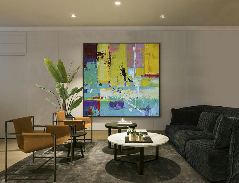 Extra Large Acrylic Painting On Canvas,Oversized Palette Knife Painting Contemporary Art On Canvas,Modern Art Abstract Painting,Lake Blue,Purple,Yellow,Red.etc